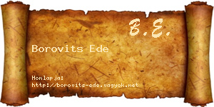 Borovits Ede névjegykártya